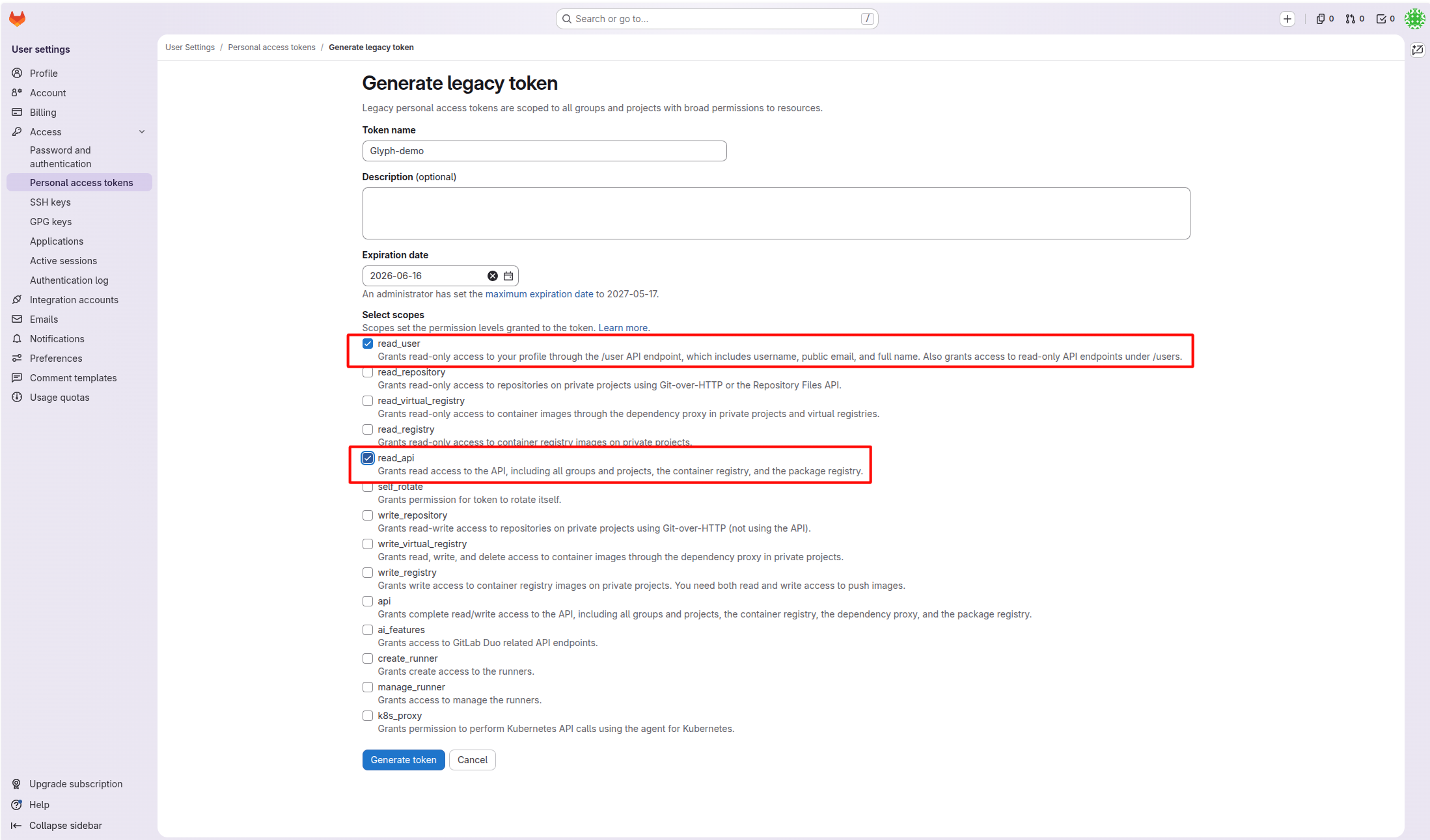 GitLab Personal Access Token