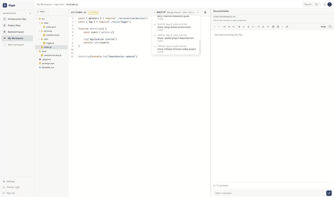 Glyph Commit dropdown