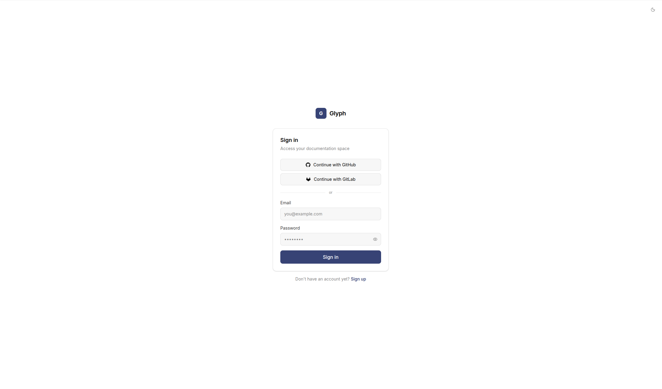 Glyph login interface